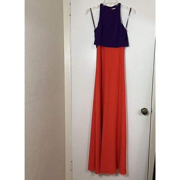 NWT Jill Stuart Popover Color block maxi purple and orange gown size US 0 $298 - Picture 8 of 11